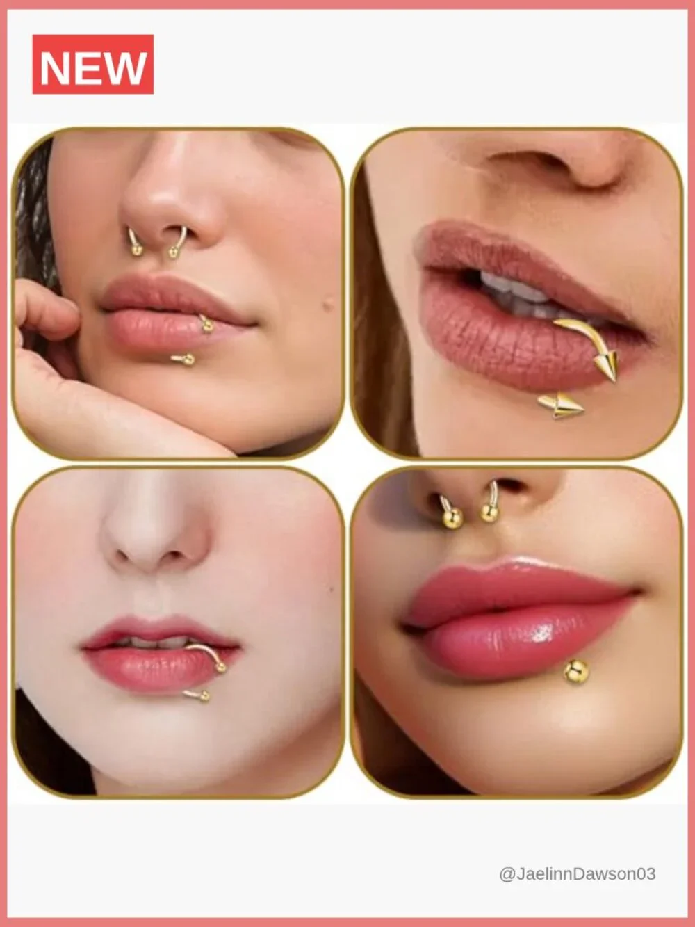 64 PCS Lip Barbell Rings Labret Medusa Snake Bite Earring Helix Daith Tragus